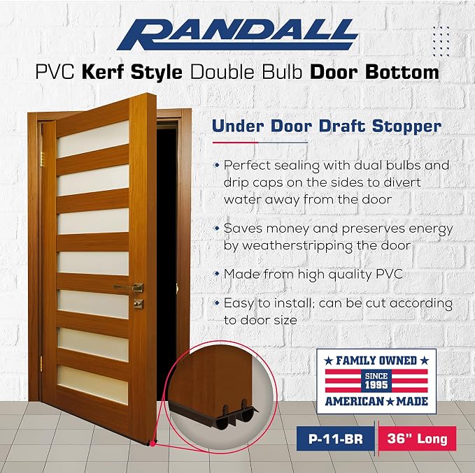 36" Kerf Slide-in Double Bulb Seal Weatherstrip Door Bottom – Durable Seal - Image 3