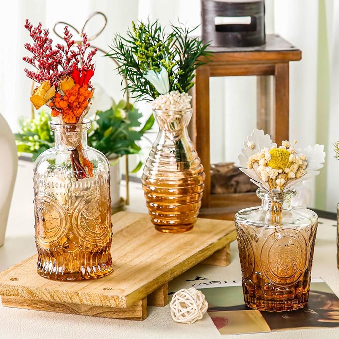 Der Rose 30pcs Glass Bud Vases, Amber Vases - Image 2