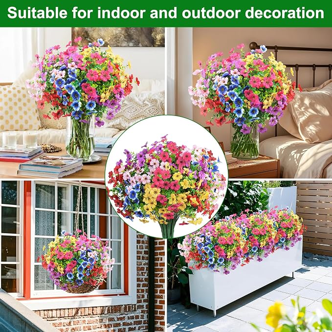 24 Pcs Artificial Flowers for Outdoors Decorations, UV resistant, faux plastic - Image 4