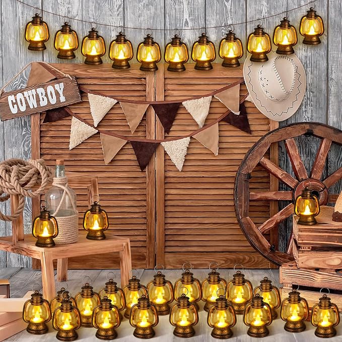 Ferraycle 48 Pcs Mini Lanterns 4 Inch Retro Gold Lamp Table Decor | Western - Image 5