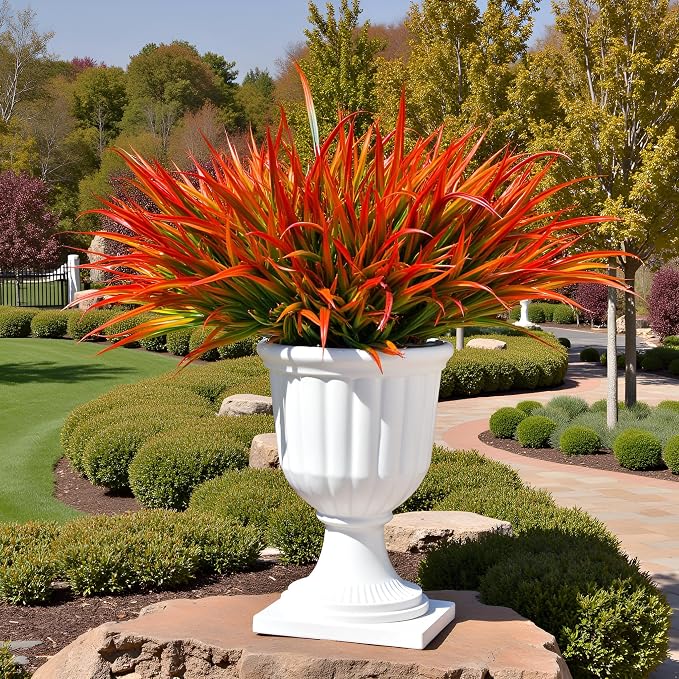 12 Bundles Fake Fall Outdoor Plants Artificial Grass, Autumn Orange | Fall Stems by Unknown