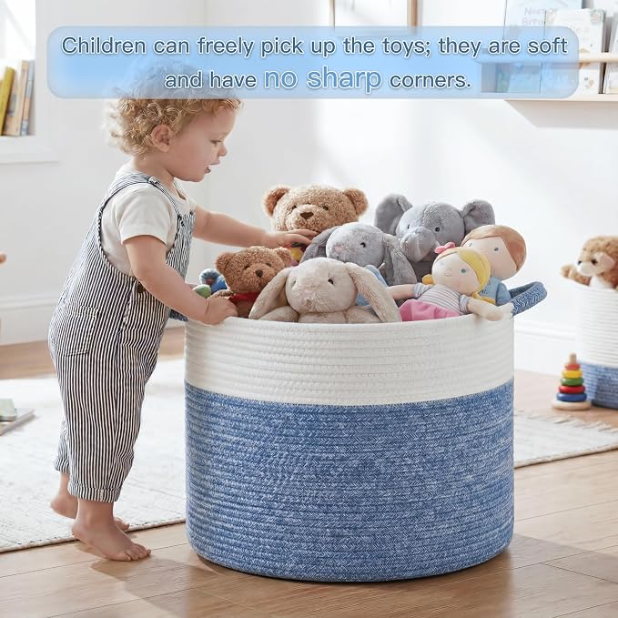 Artfeel 100L Large Cotton Rope Basket, Decorative Woven Blanket Storage - Image 4