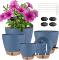 Self Watering Pots for Inoor Ourdoor Plants 8/7/6.5/6/5" Plastic Planters | by Fielda