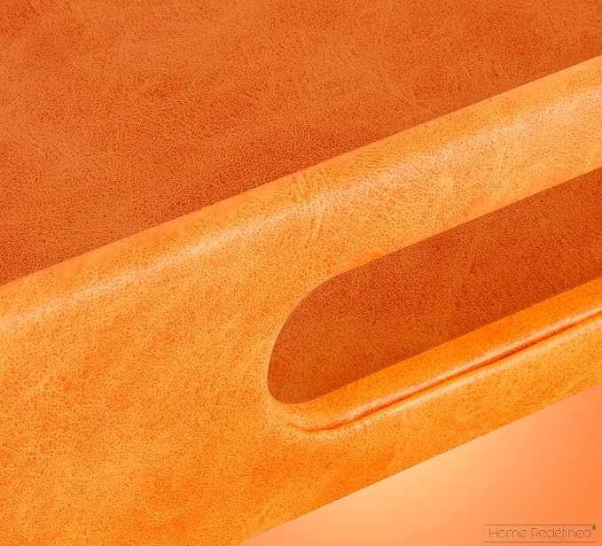 Home Redefined 17.5"x12" Rectangle Orange Faux Leather Decorative Tray | - Image 6