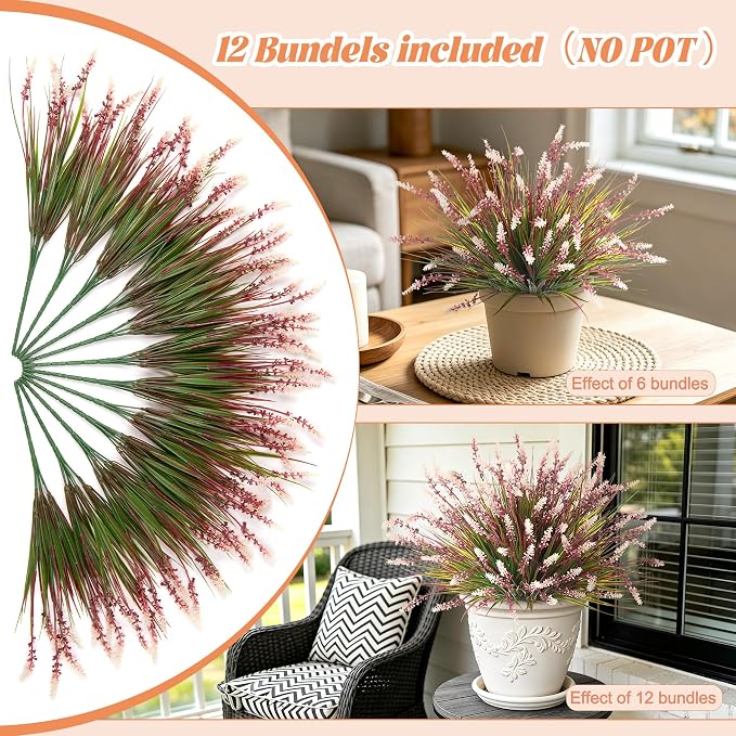 12 Pcs Fake Fall Plants Artificial Monkey Grass - Image 6