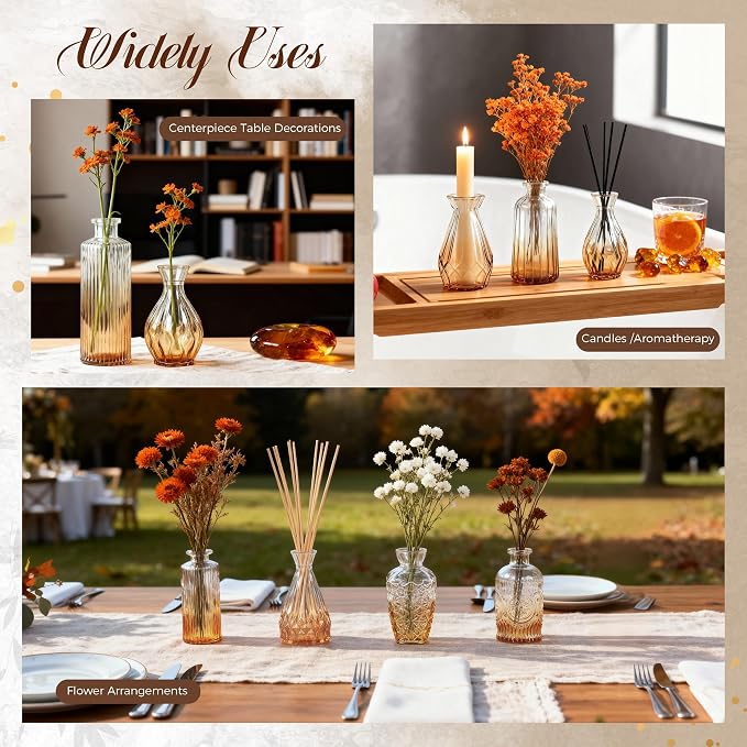 Der Rose 20pcs Glass Bud Vases, Amber Vases - Image 7