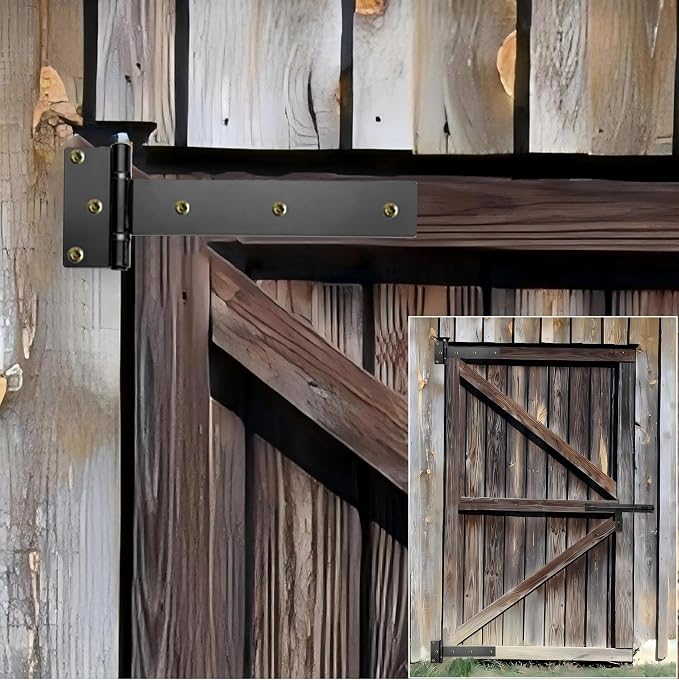12 Inch Heavy Duty T Strap Hinges, 4mm Thickened Solid Steel | Black Tee Hinges - Image 5