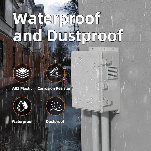 Joinfworld Vented Outdoor Enclosure Box 18.1x12.6x6.4 White | ABS Weatherproof - Image 5
