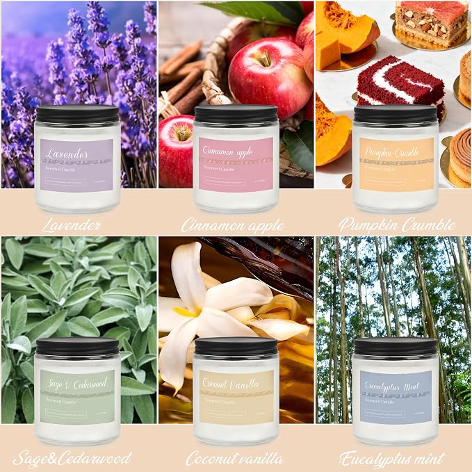 Scented Candles Gift Set for Women, Cinnamon Apple, Sage Cedarwood, Coconut - Image 3