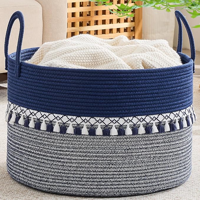 KAKAMAY Large Blanket Basket by KAKAMAY