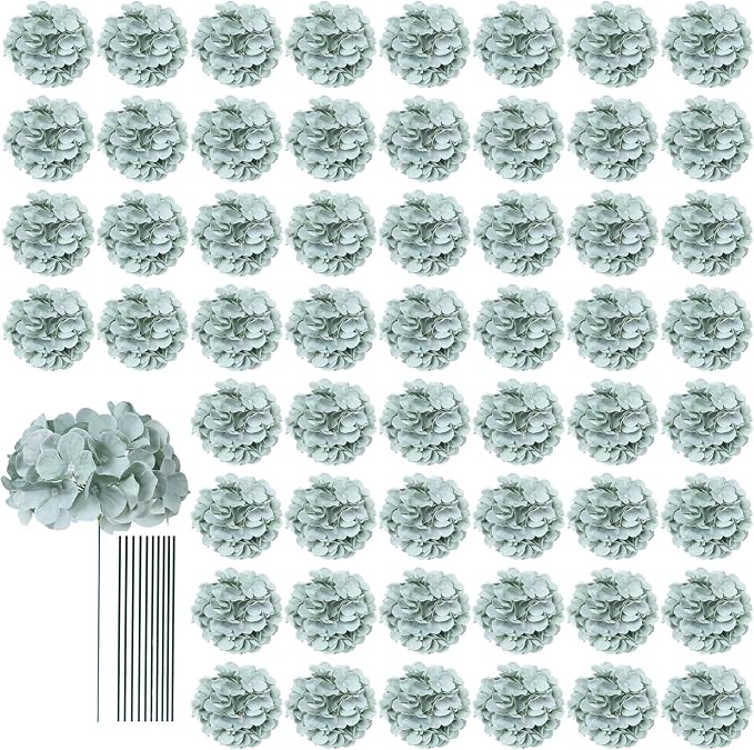 AVIVIHO 65pcs Fake Flowers Sage Green Hydrangea Artificial Flowers Bulk Silk by Aviviho