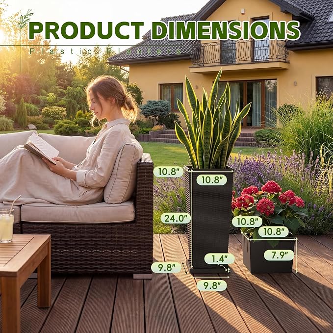 Devoko Resin 24'' Tall Planters - Image 5