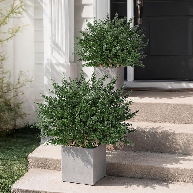 Cedar Stems Fake Plants Artificial Plants Outdoor Decor, 4 Bundles Cedar - Image 7