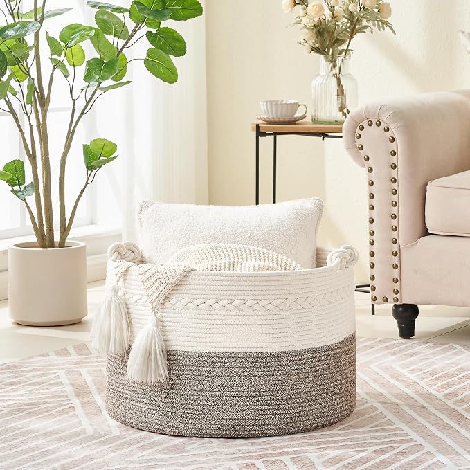 KAKAMAY Large Blanket Basket, Woven Baskets - Image 4