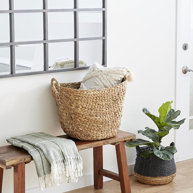 Deco 79 Seagrass Storage Basket, Large Woven Basket, baskets - Image 3