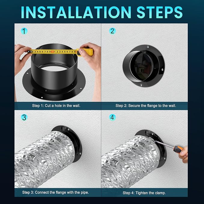 6 Inch Duct Connector, HG Power 150mm Plastic Straight Pipe Flange - Image 7