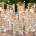 24 Pack Clear Glass Votive Candle Holders, Vintage Candle Holder by Qipecedm