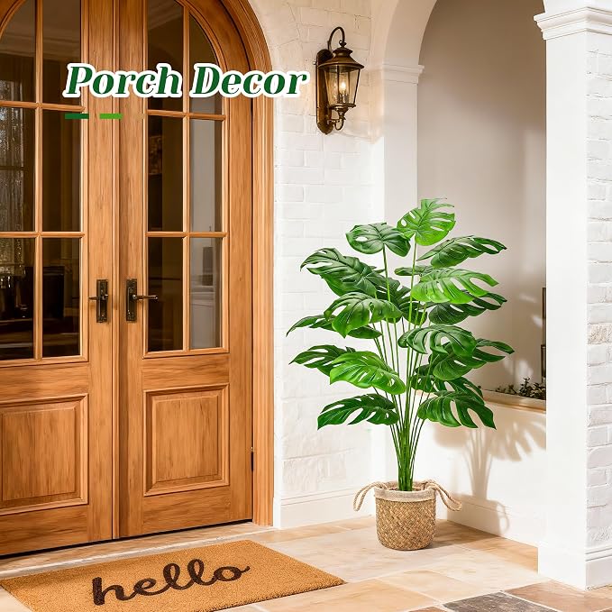 Der Rose 44" Tall Fake Plants, Artificial Tree in Straight Woven Basket | Faux - Image 6