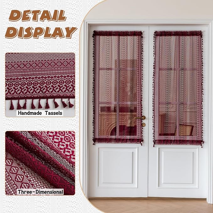 Sutuo Home Burgundy French Door Curtains - Image 2