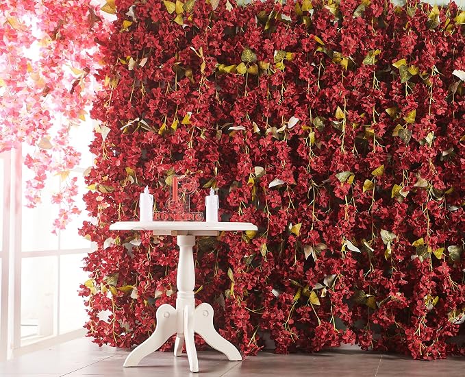 Artificial Flower Garland 2pcs 5.6ft Floral Hydrangea Vine Decor Red Flower | - Image 2