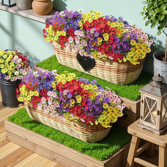 Alupssuc 40 Bundles Artificial Daisies Flowers Fake Silk Plant - Image 4