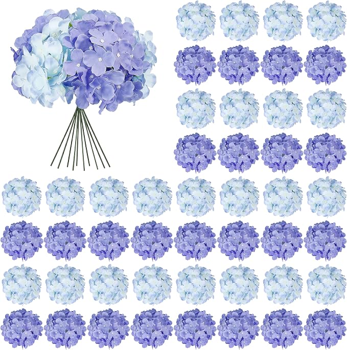Auihiay 64Pcs Purple Hydrangea Artificial Flowers, Faux Hydrangea Flowers | by Auihiay