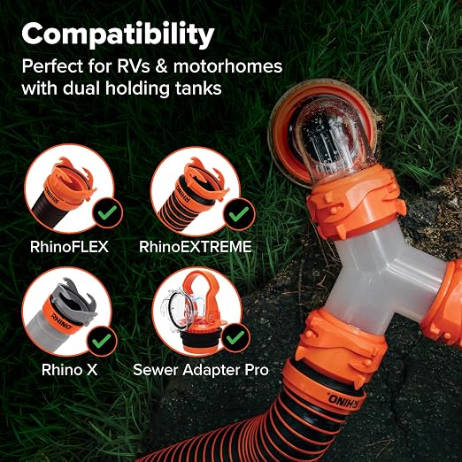 Camco RhinoFLEX Camper/RV Wye Sewer Hose Fitting | Features 360-Degree Swivel - Image 4