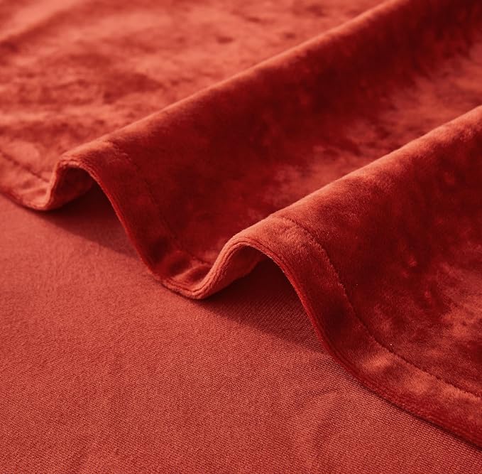 Chezmoi Collection Lux Brick Red Crushed Velvet Curtains 2 Panel Set - Image 8