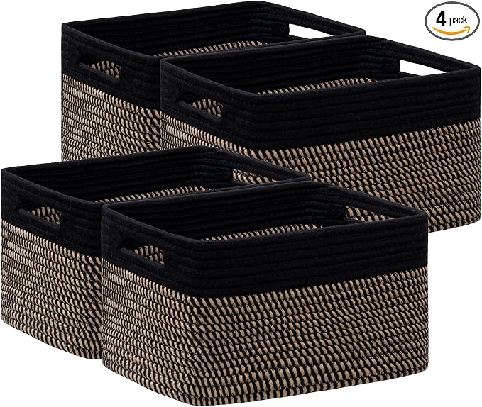 4 Pack Storage Baskets for Organizing, Woven Baskets for Shelves by UBBCARE