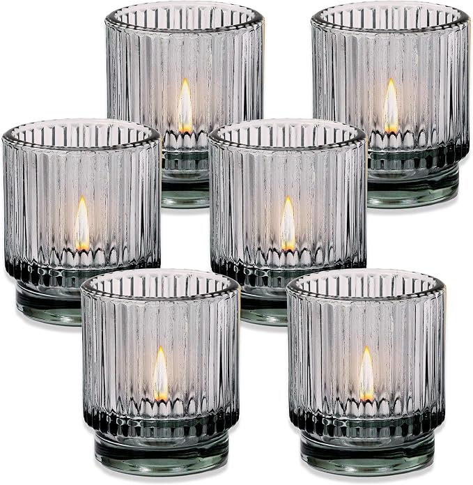 Kate Aspen Ribbed Glass Candle Holder Set - Image 8