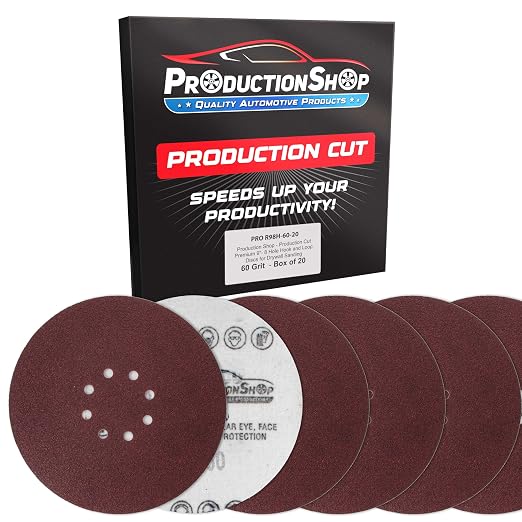 ProductionShop Premium 9" Red 8-Hole Pattern 60 Grit Sanding Discs, Box of 20 by ProductionShop