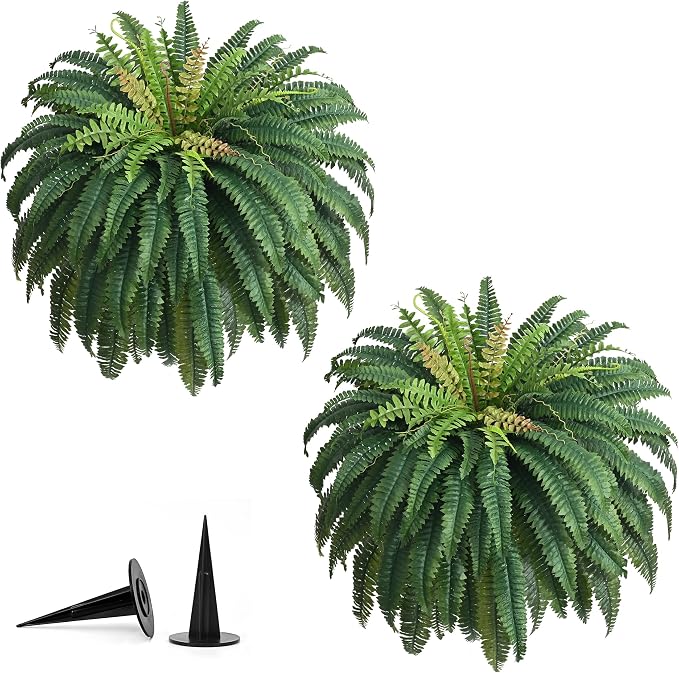 48In 96 Leaves Large Fake Ferns Plants 2Pcs Artificial Ferns - Image 8