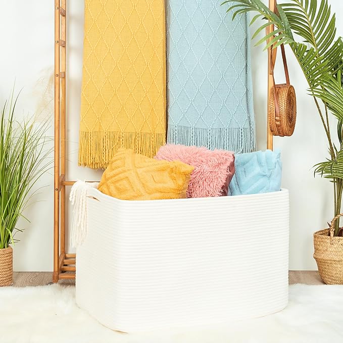 112L Extra Large Blanket Basket Holder Living Room, Dog Toy Organizer Bin Box - Image 2