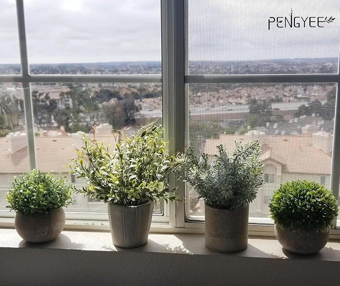 4 Pack Small Fake Plants in White Pulp Pot - Image 8
