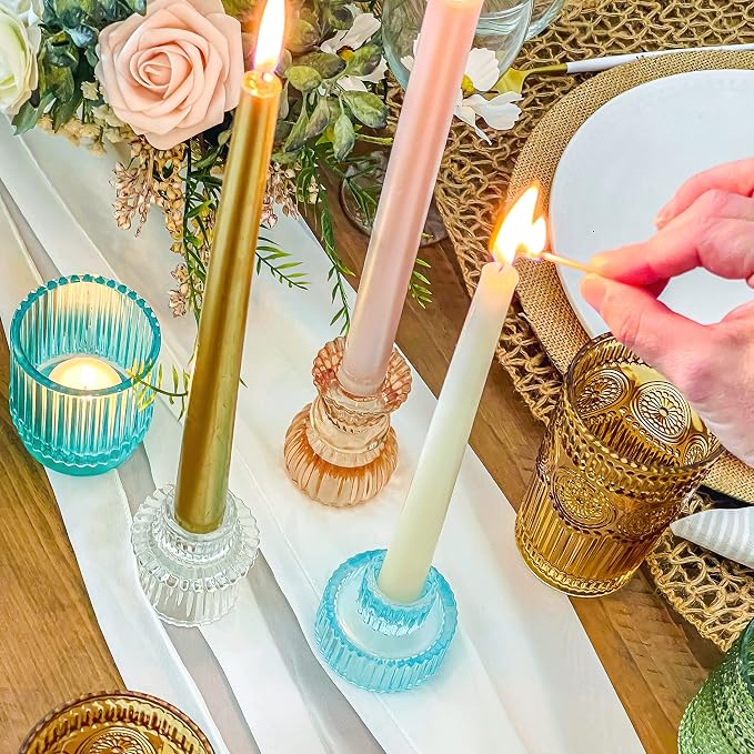Kate Aspen Glass Taper Candle Holder Set of 6 - Image 4