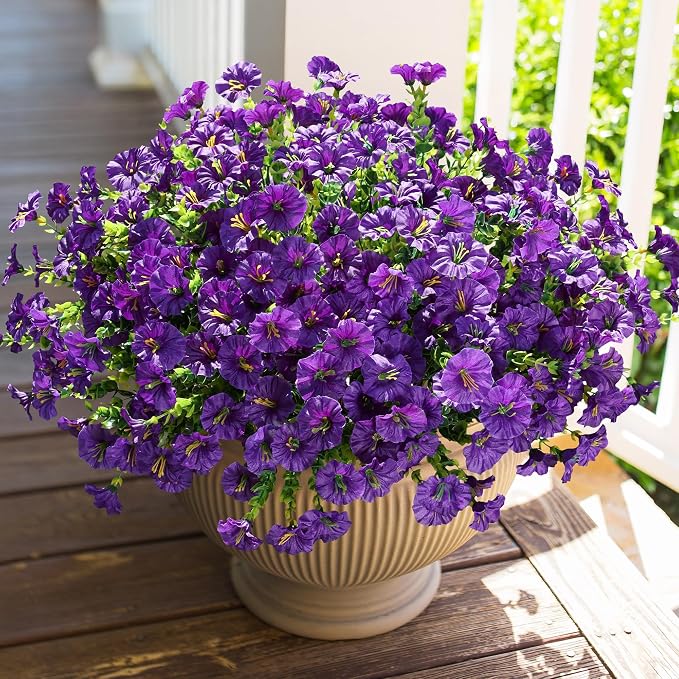 Artificial Flowers for Outdoors Fake Plants Outside Decoration, 12 Bundles Silk by HyeFloraartificialflowers