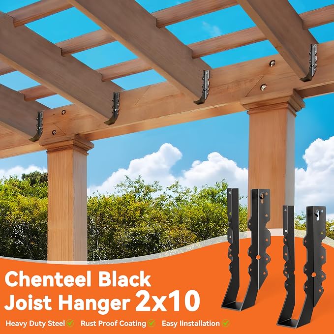 20 Pcs Black 2x10 Joist Hanger, LU210 18 Gauge Double Shear Face Mount Joist - Image 4