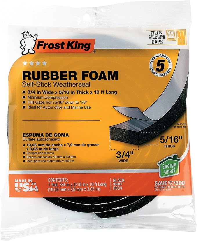 Frost King R534H Sponge Rubber Foam Tape 5/16-Inch by Thermwell+Products+Co.%2C+Inc