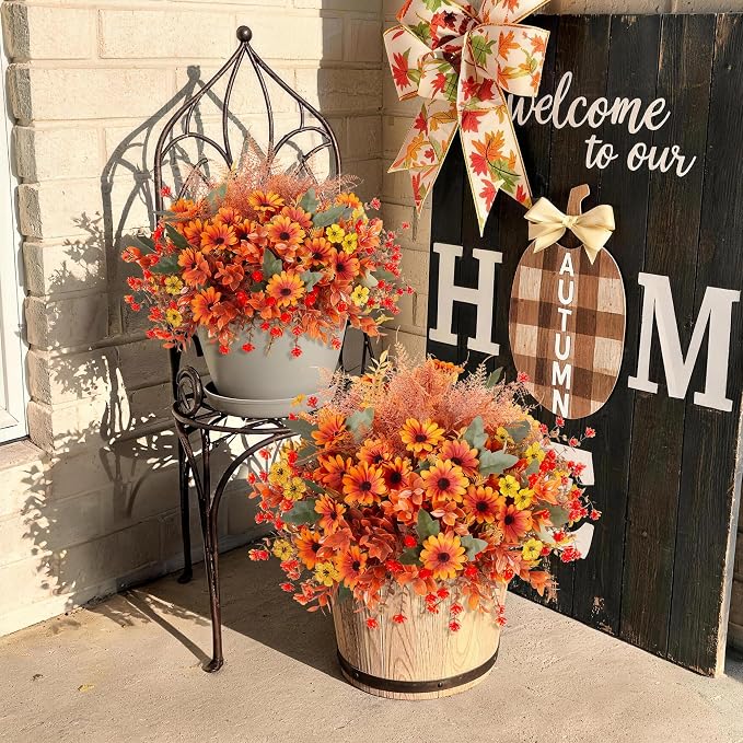 INQCMY Artificial Fall Flowers for Outdoor Porch Decoration - Image 4