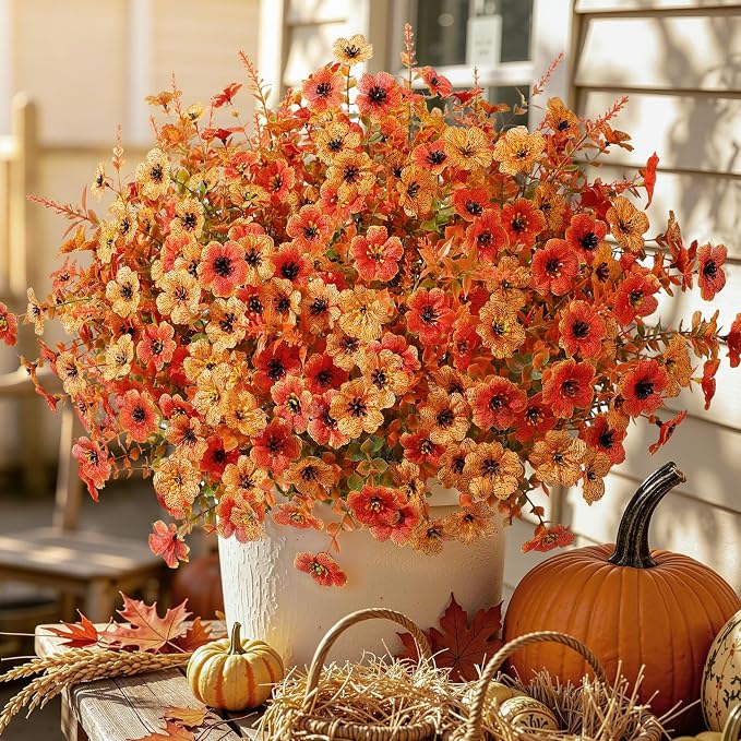 SHareconn 48Pcs Artificial Fall Flowers UV Resistant Fake Mums - Image 4