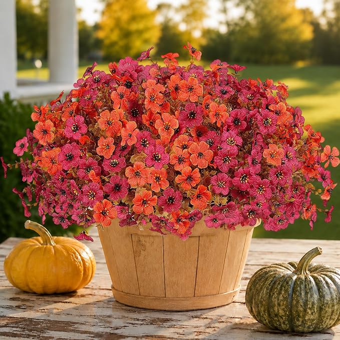 Artificial Faux Mums Flowers Plants - Image 4