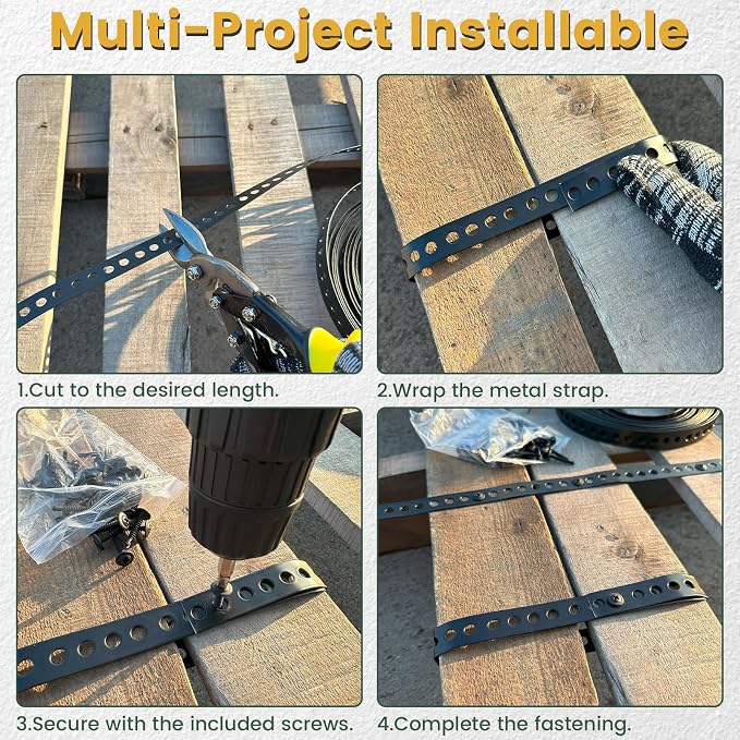 Black Metal Strap with Holes 3/4 Inch×33-Feet Perforated Galvanized Hanger - Image 5