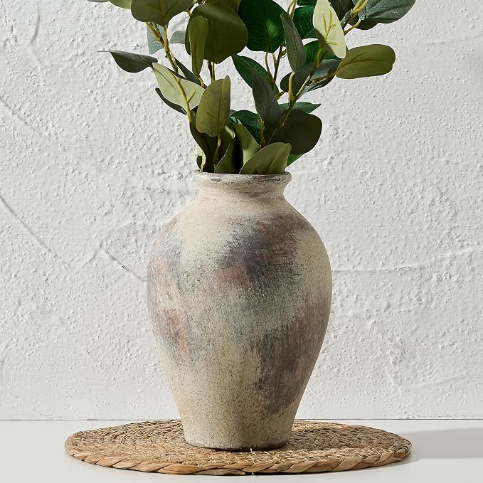 SIDUCAL Ceramic Vintage Flower Vase | 9 Inch Large Pottery Rustic Farmhouse by SIDUCAL