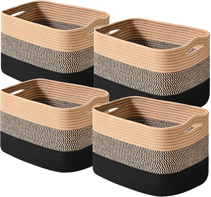 ICERZCZ Storage Baskets for Shelves Organizing, Woven Cotton Rope Baskets for by ICERZCZ