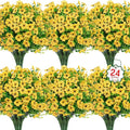 24 Pcs Artificial Flowers for Outdoors Decorations, UV resistant, faux plastic by OuddyDecor