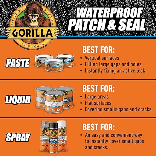 Gorilla Waterproof Patch & Seal Rubberized Sealant Paste, 12.8 Ounce Can - Image 5