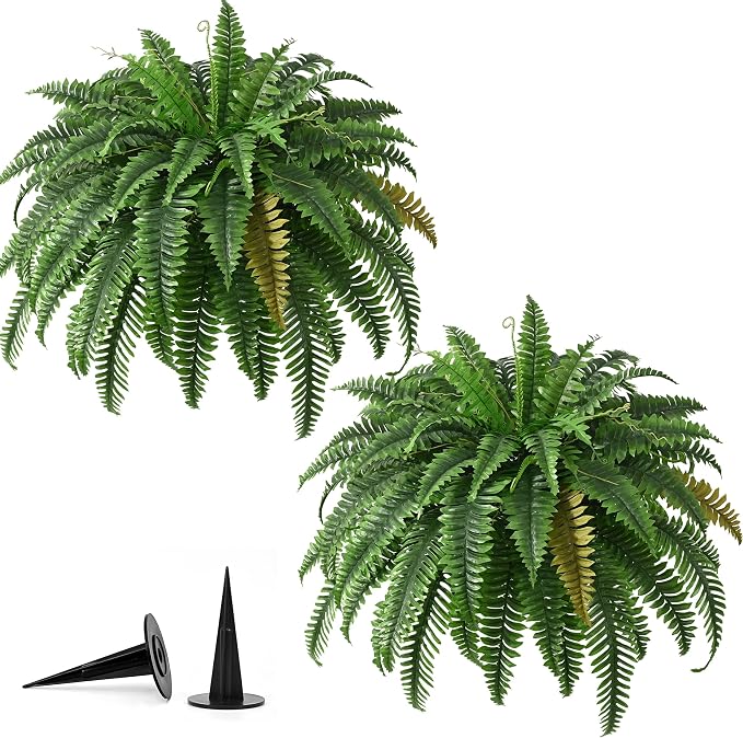 2PCS 45in Fake Ferns- Large Artificial Plants Outdoor, UV Resistant Artificial - Image 7