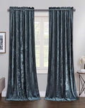 Chezmoi Collection Lux Storm Blue Lush Plush Velvet Curtains 2 Panel Set by ChezmoiCollection