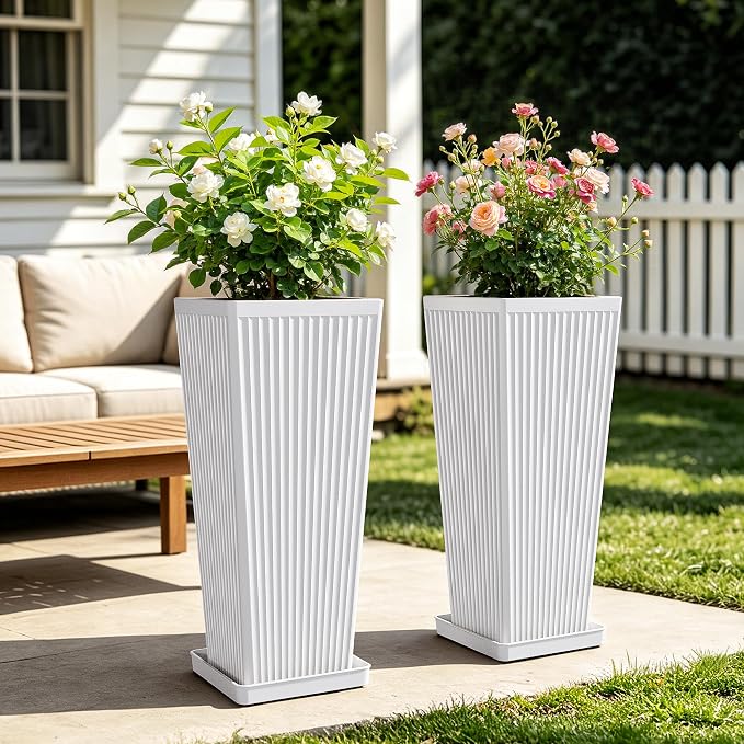24" Tapered Tall Planters for Outdoor Plants - Image 8