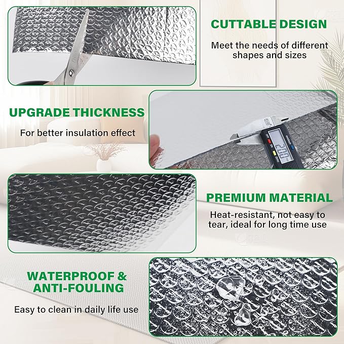 winemana Window Insulation Roll, 59IN x 8FT Reflective Heat Shield Bubble Film - Image 2